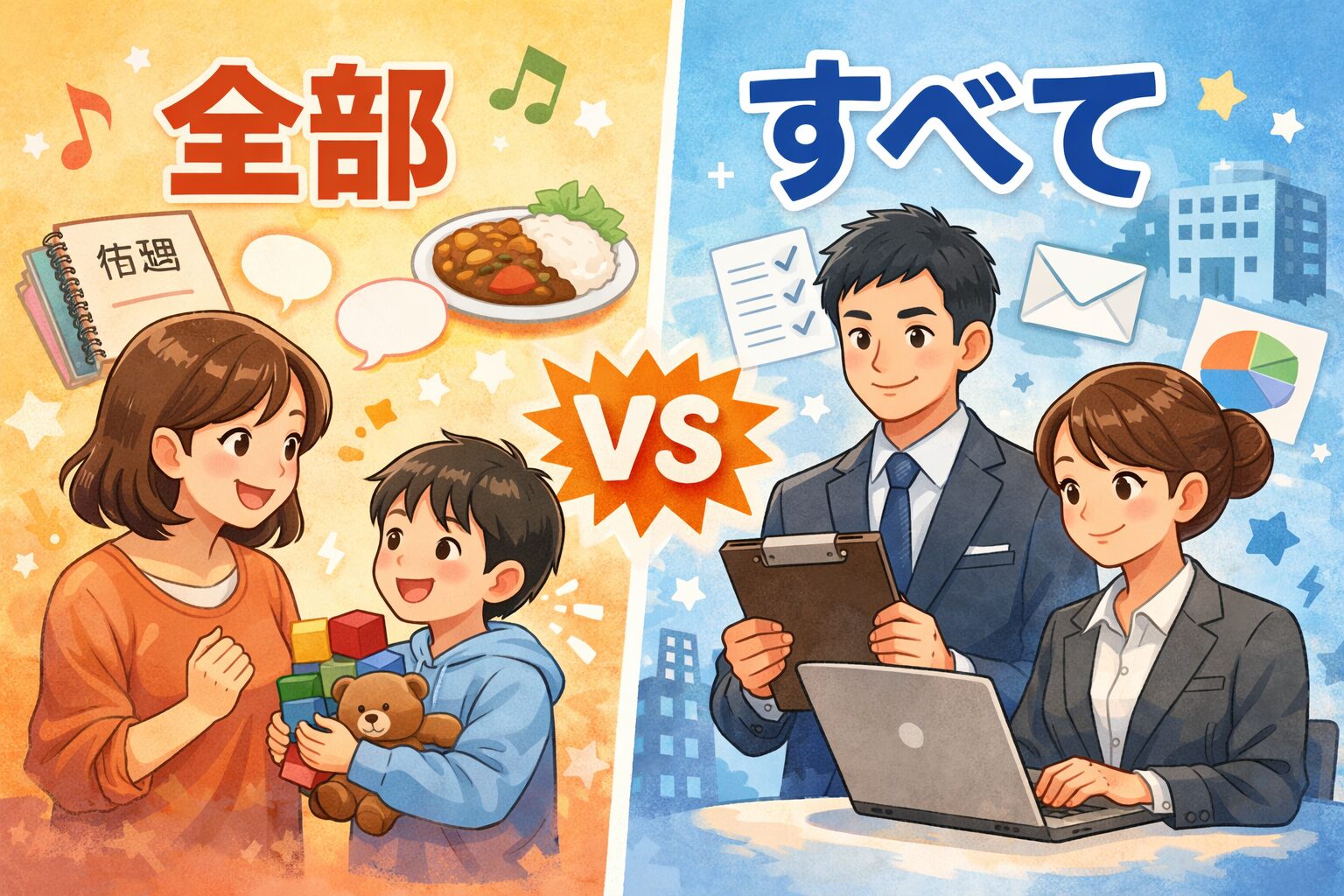 「全部」と「すべて」の違いとは?意味と自然な使い分け方|にほんごの分かれ道